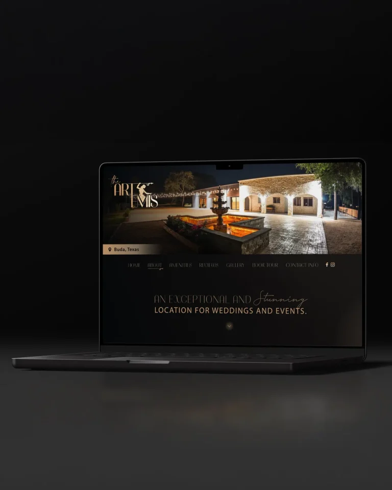 Artemis Event Venue website design mockup