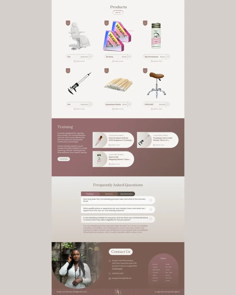 Simply Arched – Atlanta – Web design Shop page